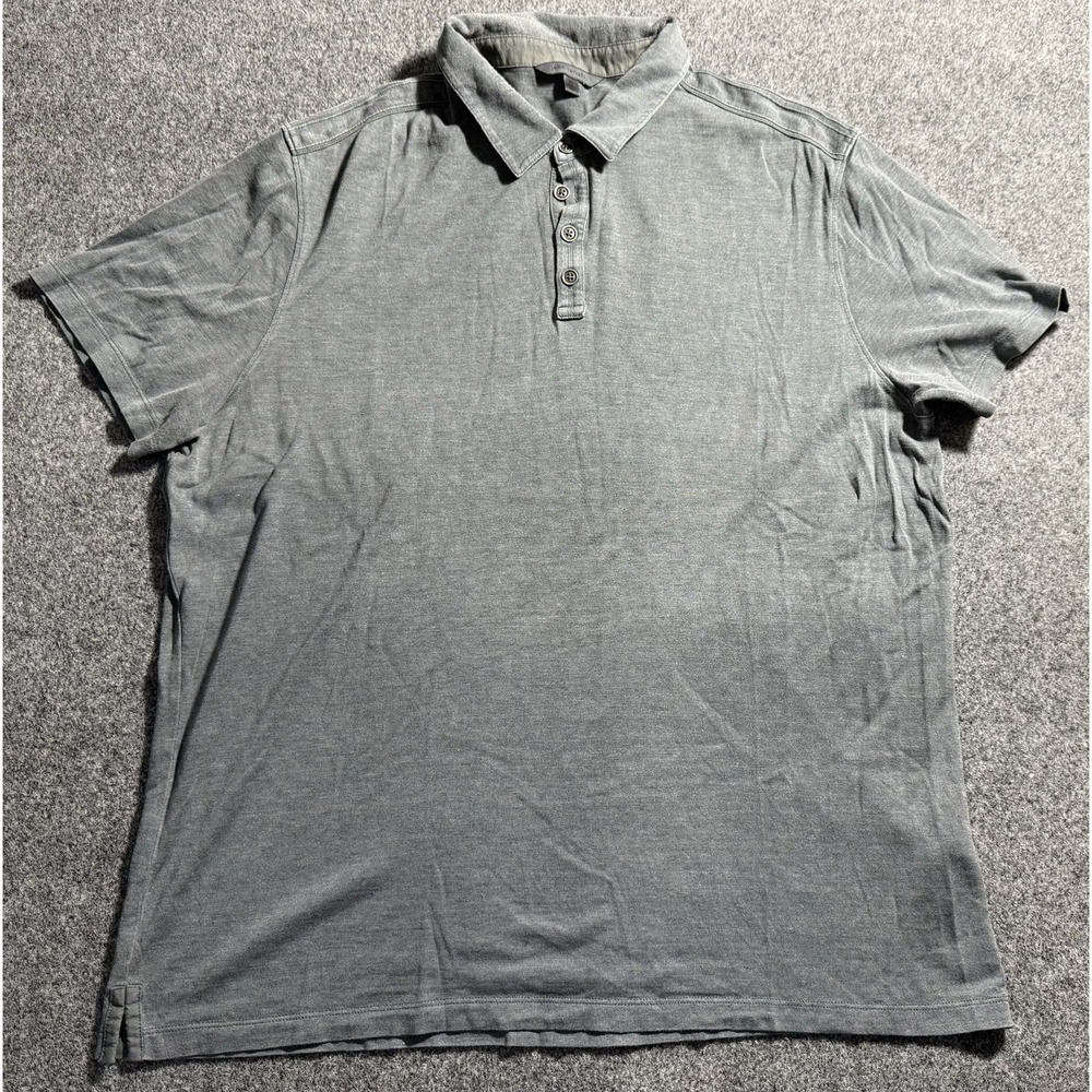 John Varvatos Polo Shirt Mens XL Silk Cotton Blend Gray Short Sleeve